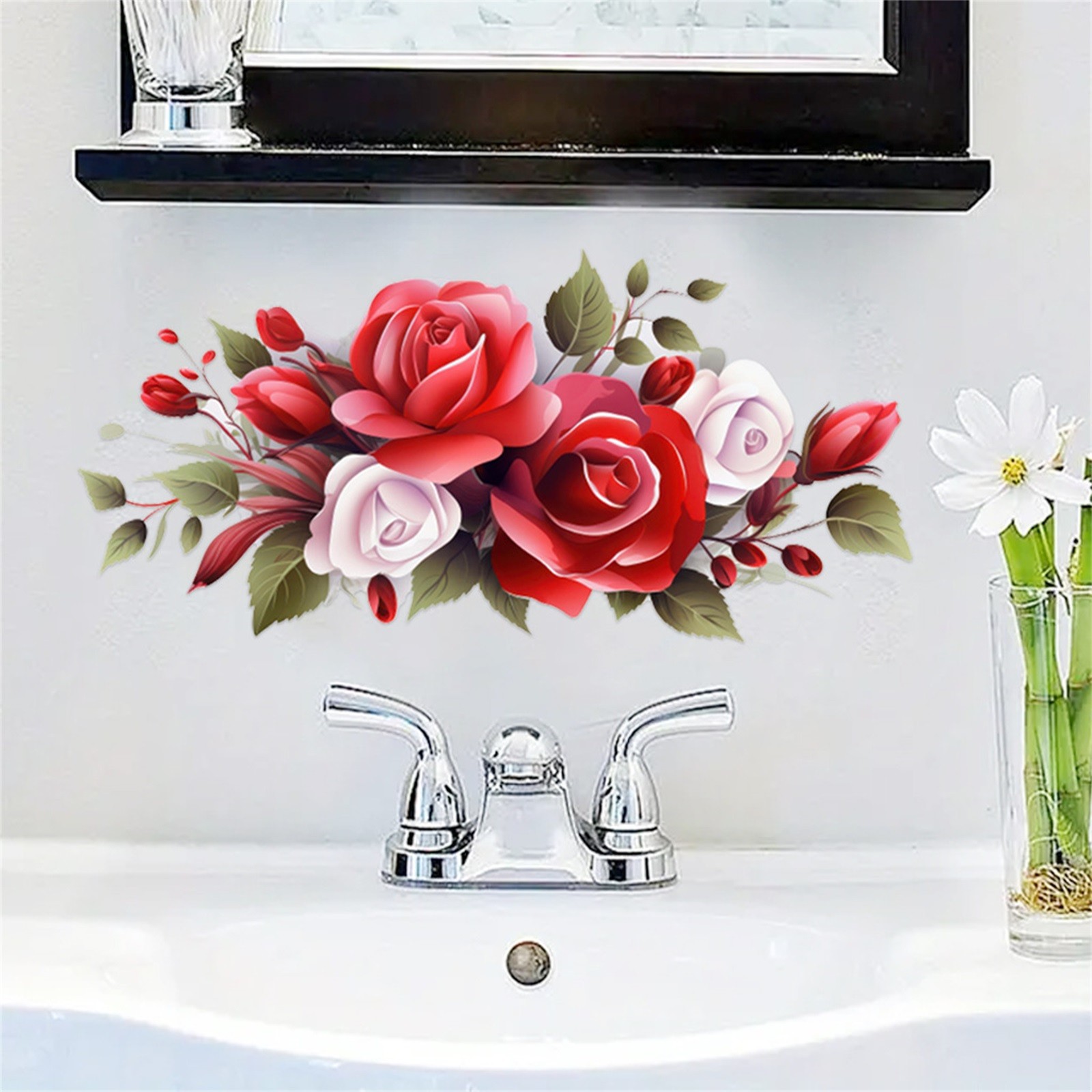Autocollant mural rose rouge p - Home Bathroom Trends avis et prix